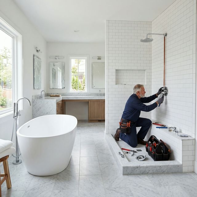 Bathroom plumbing installation by Finflo Limited